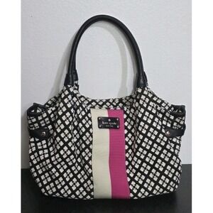 Kate Spade Stevie Classic Bag Black White Pink Handbag Purse Shoulder Tote EUC